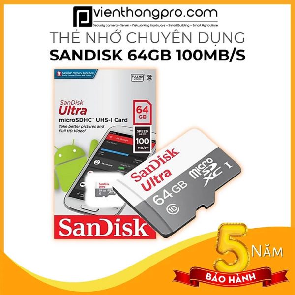 Thẻ nhớ Sandisk 64gb chính hãng FPT - phân phối bởi Viễn Thông Pro - Hình ảnh 2